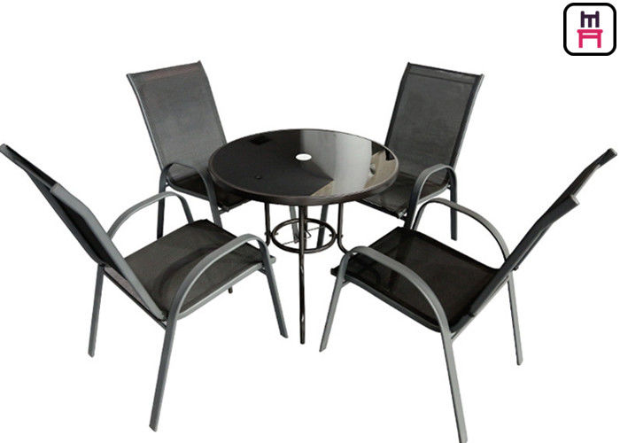مقهى في الهواء الطلق مطعم الجداول الجداول Textilene أثاث حديقة مع الكراسي الذراع