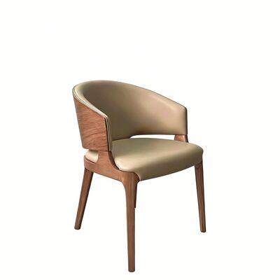 كرسي مطعم خشبي قابلة للتخصيص مع خشب رمادي أبيض صلب وجلد مزيف عالي الجودة لمساحات طعام أنيقة