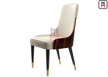 مسند ظهر عالي اللمعان من خشب الأبنوس مع LOGO Hardware Fitting Wood Hotel Dining Chair