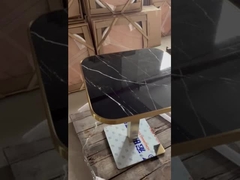 سيراميك رخامي الشكل بيضاوي الشكل مع طاولة طعام ذهبية التماس