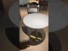 عقد مربع اجتماع الرخام طاولة طعام خشبية مادة قاعدة حديدية مزدوجة الألوان